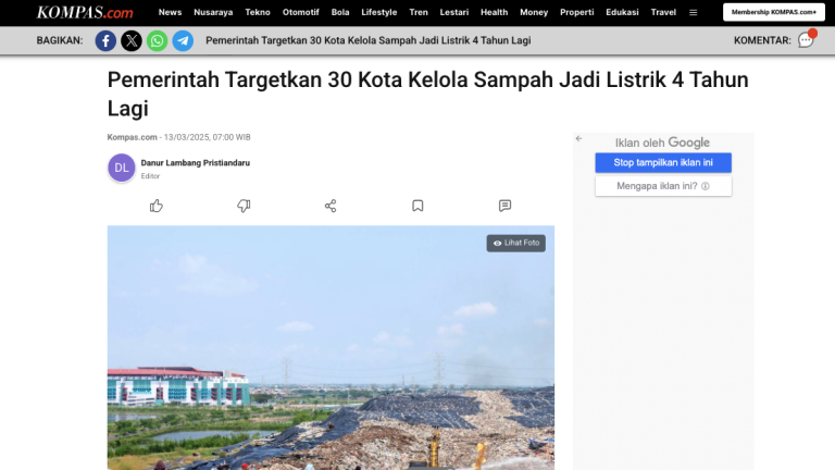 Menjadikan Sampah sebagai Energi Antara Target Ambisius dan Kesiapan Sistemik